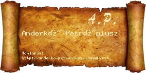 Anderkó Petróniusz névjegykártya